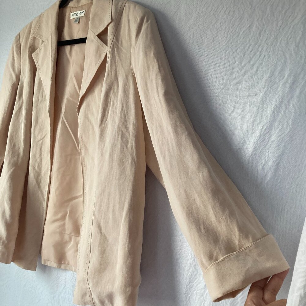 COLDWATER CREEK Blazer Silk Linen blend Cream Plus Size 1X Career Office - Picture 10 of 11